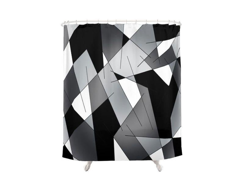 Shower Curtains-ABSTRACT LINES #1 Shower Curtains-Black, Grays &amp; White-from COLORADDICTED.COM-