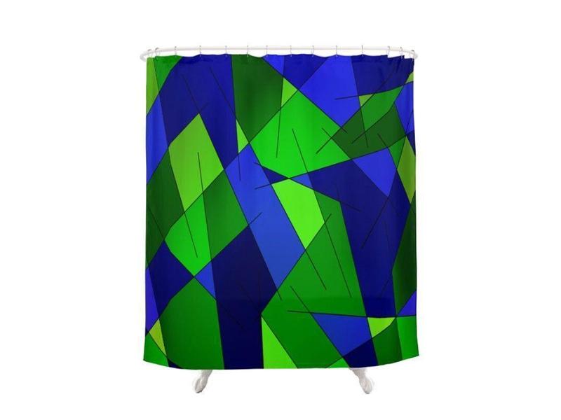 Shower Curtains-ABSTRACT LINES #1 Shower Curtains-Blues &amp; Greens-from COLORADDICTED.COM-