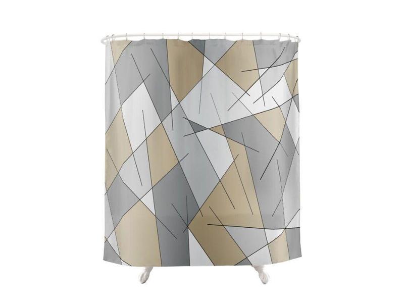 Shower Curtains-ABSTRACT LINES #1 Shower Curtains-Grays &amp; Beiges-from COLORADDICTED.COM-