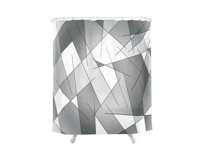 Shower Curtains-ABSTRACT LINES #1 Shower Curtains-Grays & White-from COLORADDICTED.COM-