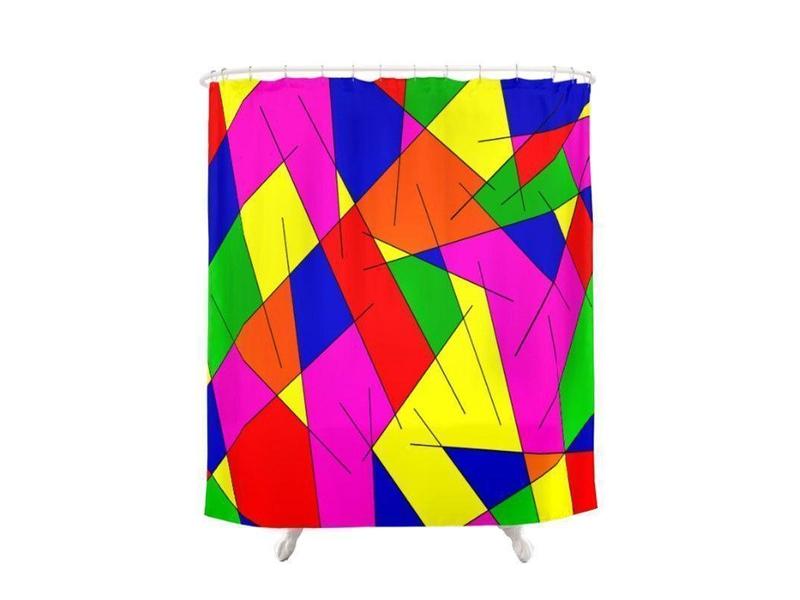 Shower Curtains-ABSTRACT LINES #1 Shower Curtains-Multicolor Bright-from COLORADDICTED.COM-