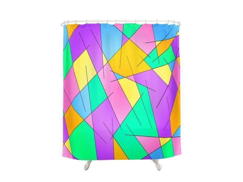 Shower Curtains-ABSTRACT LINES #1 Shower Curtains-Multicolor Light-from COLORADDICTED.COM-
