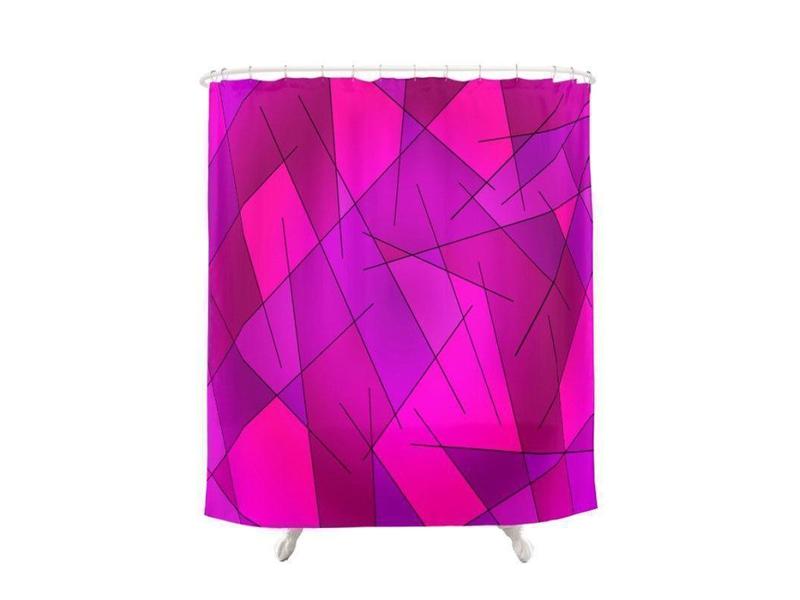 Shower Curtains-ABSTRACT LINES #1 Shower Curtains-Purples, Violets, Fuchsias &amp; Magentas-from COLORADDICTED.COM-