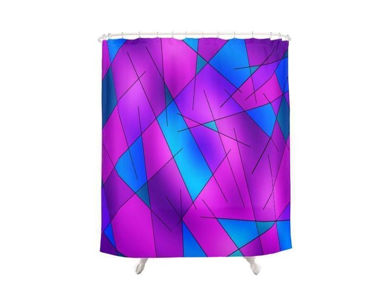Shower Curtains-ABSTRACT LINES #1 Shower Curtains-Purples, Violets, Fuchsias &amp; Turquoises-from COLORADDICTED.COM-