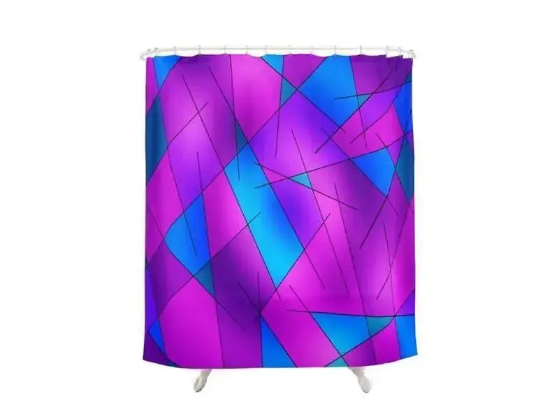 Shower Curtains-ABSTRACT LINES #1 Shower Curtains-Purples, Violets, Fuchsias & Turquoises-from COLORADDICTED.COM-