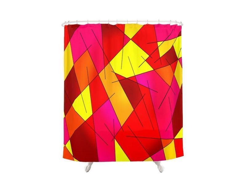 Shower Curtains-ABSTRACT LINES #1 Shower Curtains-Reds, Oranges, Yellows &amp; Fuchsias-from COLORADDICTED.COM-