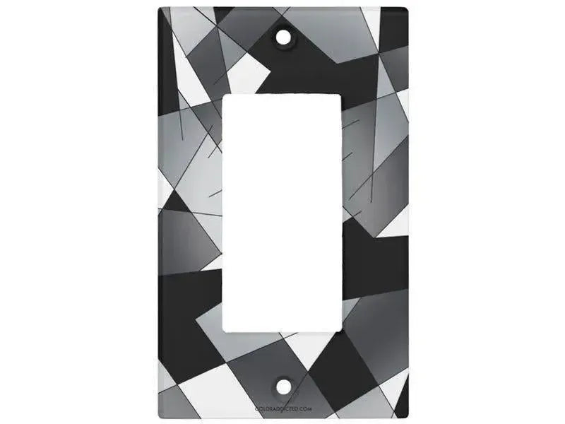 Rocker Light Switch Covers-ABSTRACT LINES #1 Single, Double & Triple-Rocker Light Switch Covers-Black & Grays & White-from COLORADDICTED.COM-