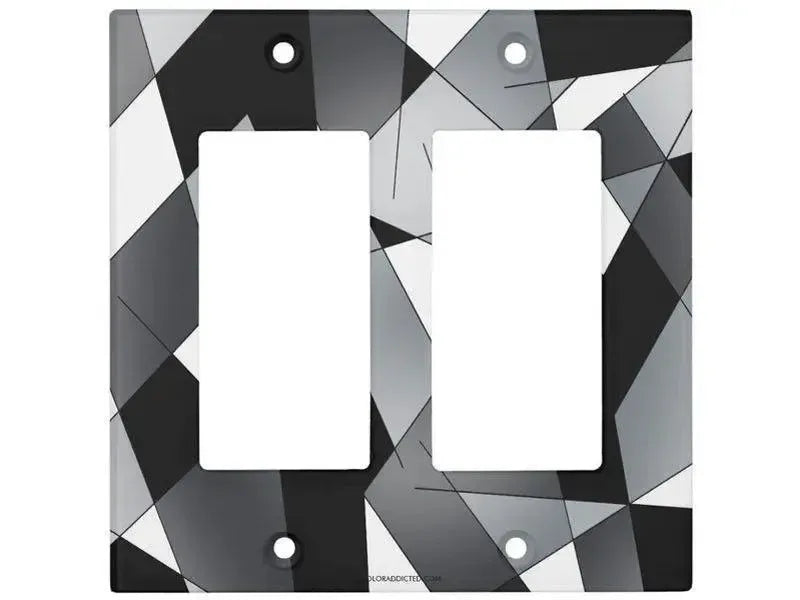 Rocker Light Switch Covers-ABSTRACT LINES #1 Single, Double & Triple-Rocker Light Switch Covers-Black & Grays & White-from COLORADDICTED.COM-