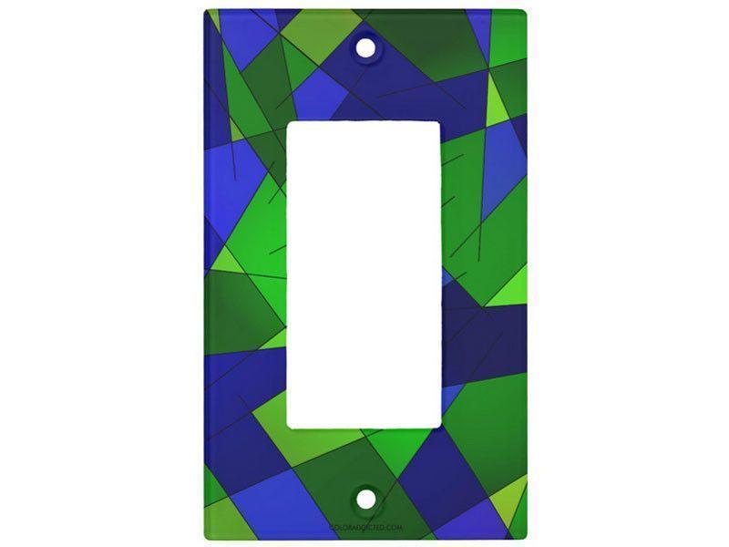 Light Switch Covers-ABSTRACT LINES #1 Single, Double &amp; Triple-Rocker Light Switch Covers-Blues &amp; Greens-from COLORADDICTED.COM-
