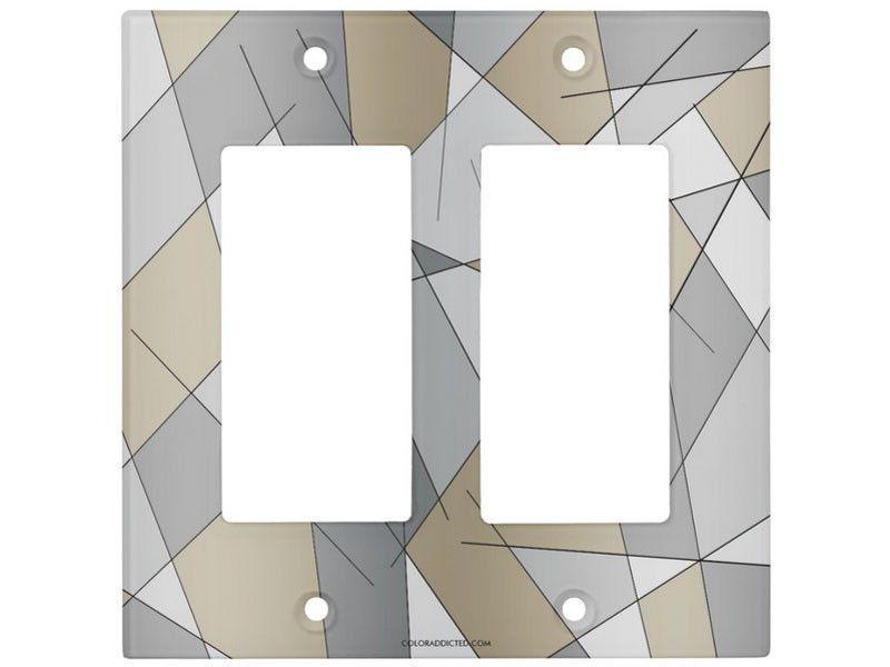 Light Switch Covers-ABSTRACT LINES #1 Single, Double &amp; Triple-Rocker Light Switch Covers-Grays &amp; Beiges-from COLORADDICTED.COM-