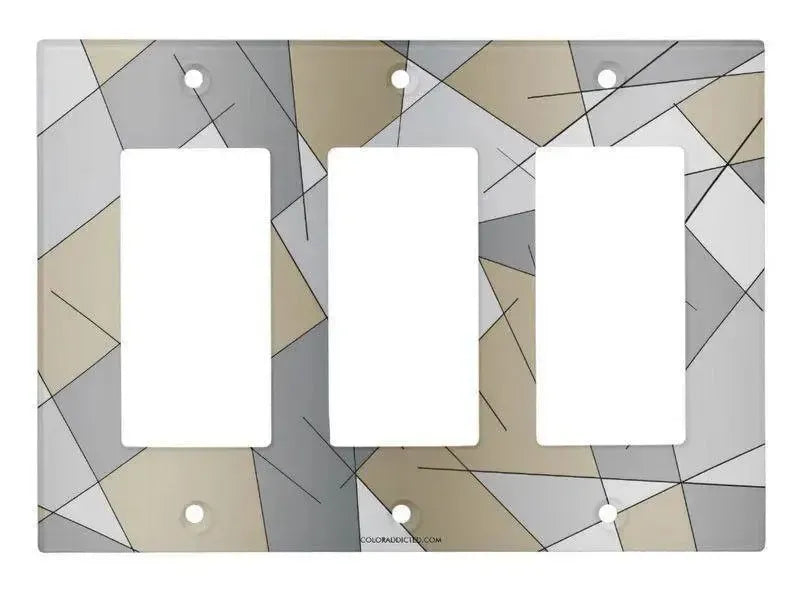 Rocker Light Switch Covers-ABSTRACT LINES #1 Single, Double & Triple-Rocker Light Switch Covers-Grays & Beiges-from COLORADDICTED.COM-