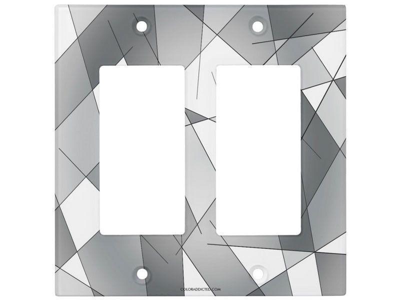 Light Switch Covers-ABSTRACT LINES #1 Single, Double &amp; Triple-Rocker Light Switch Covers-Grays &amp; White-from COLORADDICTED.COM-