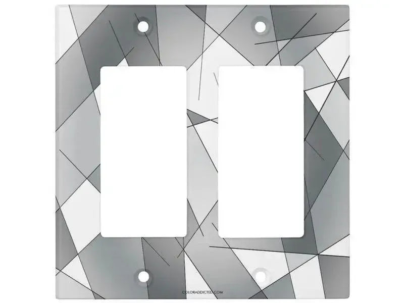 Rocker Light Switch Covers-ABSTRACT LINES #1 Single, Double & Triple-Rocker Light Switch Covers-Grays & White-from COLORADDICTED.COM-