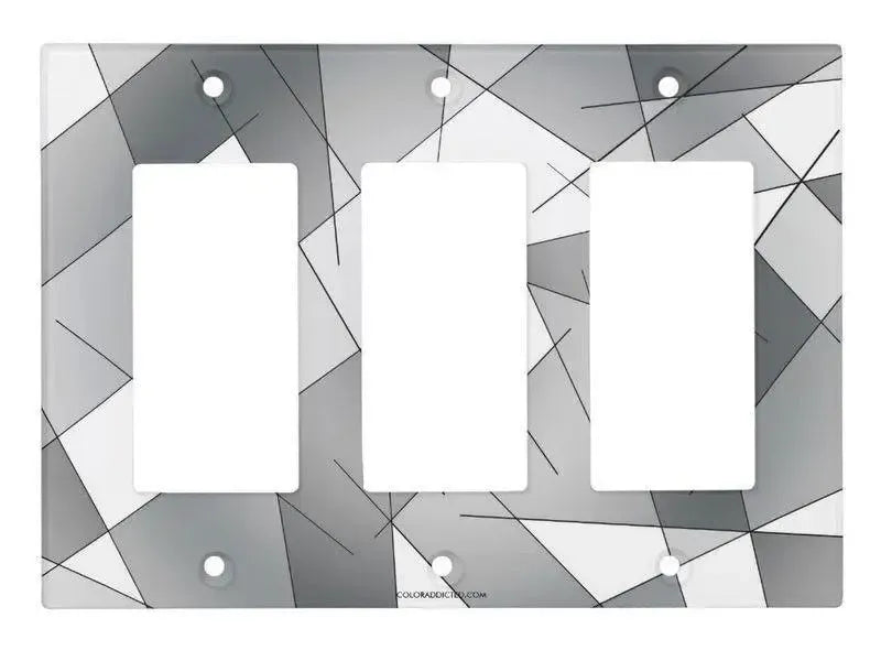 Rocker Light Switch Covers-ABSTRACT LINES #1 Single, Double & Triple-Rocker Light Switch Covers-Grays & White-from COLORADDICTED.COM-