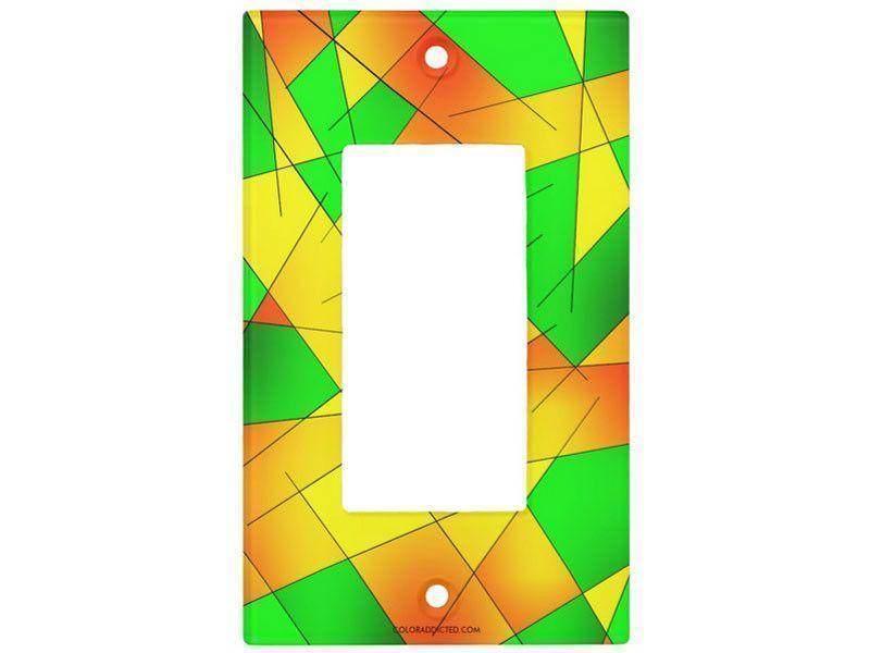 Light Switch Covers-ABSTRACT LINES #1 Single, Double &amp; Triple-Rocker Light Switch Covers-Greens &amp; Oranges &amp; Yellows-from COLORADDICTED.COM-