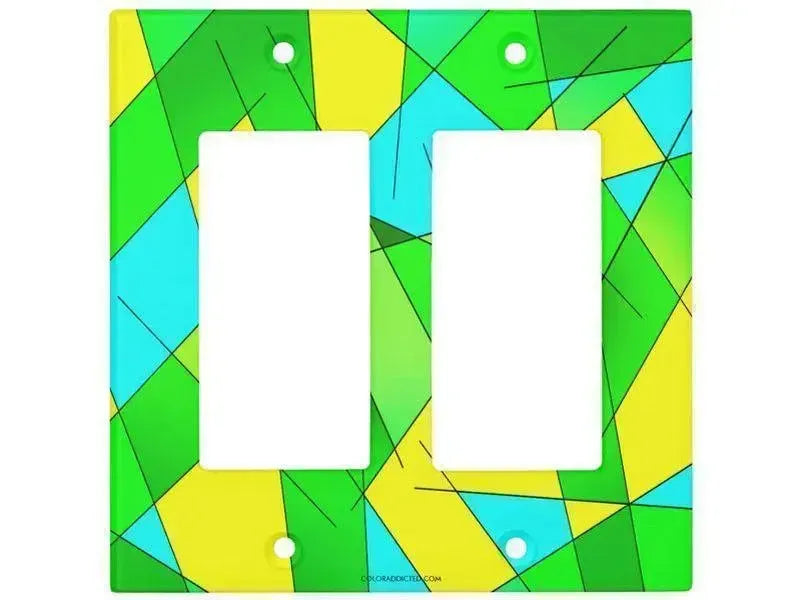 Rocker Light Switch Covers-ABSTRACT LINES #1 Single, Double & Triple-Rocker Light Switch Covers-Greens & Yellows & Light Blues-from COLORADDICTED.COM-