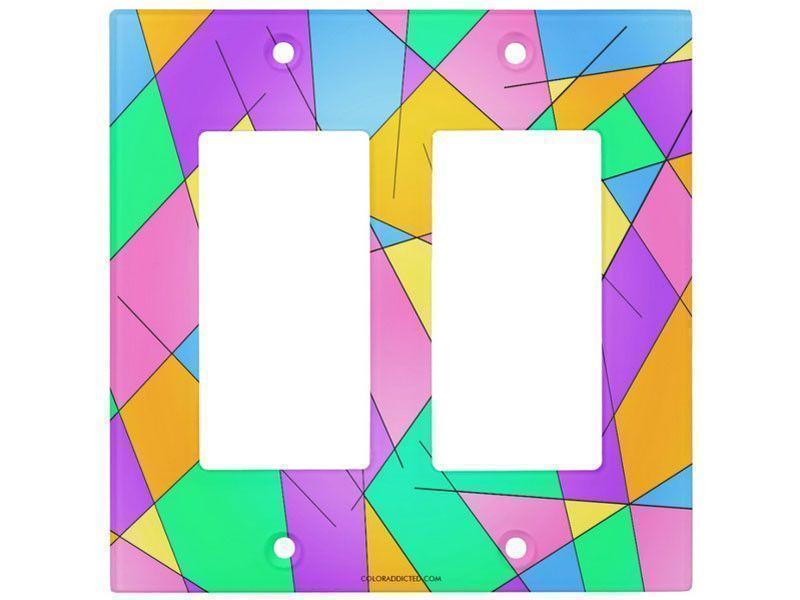 Light Switch Covers-ABSTRACT LINES #1 Single, Double &amp; Triple-Rocker Light Switch Covers-Multicolor Light-from COLORADDICTED.COM-