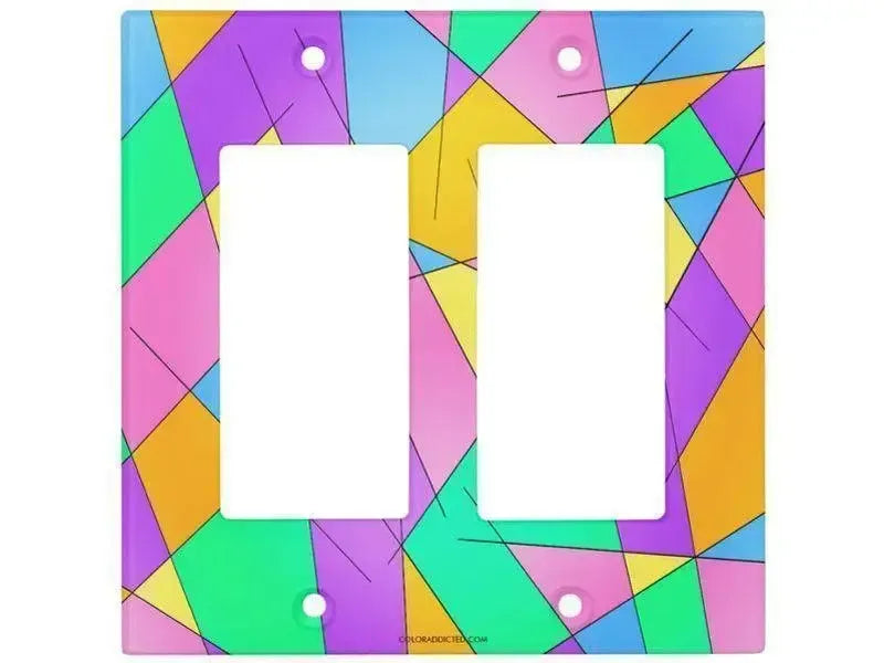 Rocker Light Switch Covers-ABSTRACT LINES #1 Single, Double & Triple-Rocker Light Switch Covers-Multicolor Light-from COLORADDICTED.COM-