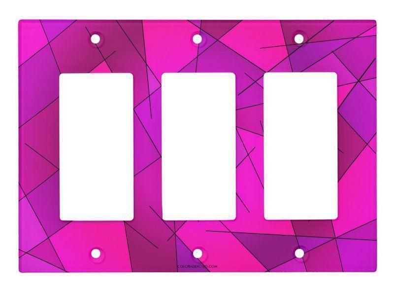 Light Switch Covers-ABSTRACT LINES #1 Single, Double &amp; Triple-Rocker Light Switch Covers-Purples &amp; Violets &amp; Fuchsias &amp; Magentas-from COLORADDICTED.COM-