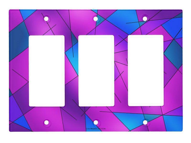Light Switch Covers-ABSTRACT LINES #1 Single, Double &amp; Triple-Rocker Light Switch Covers-Purples &amp; Violets &amp; Fuchsias &amp; Turquoises-from COLORADDICTED.COM-
