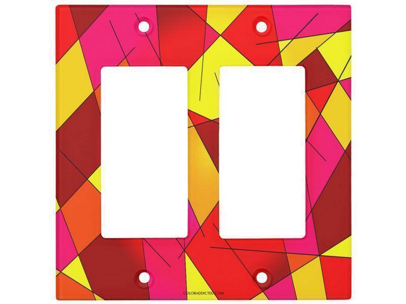 Light Switch Covers-ABSTRACT LINES #1 Single, Double &amp; Triple-Rocker Light Switch Covers-Reds &amp; Oranges &amp; Yellows &amp; Fuchsias-from COLORADDICTED.COM-