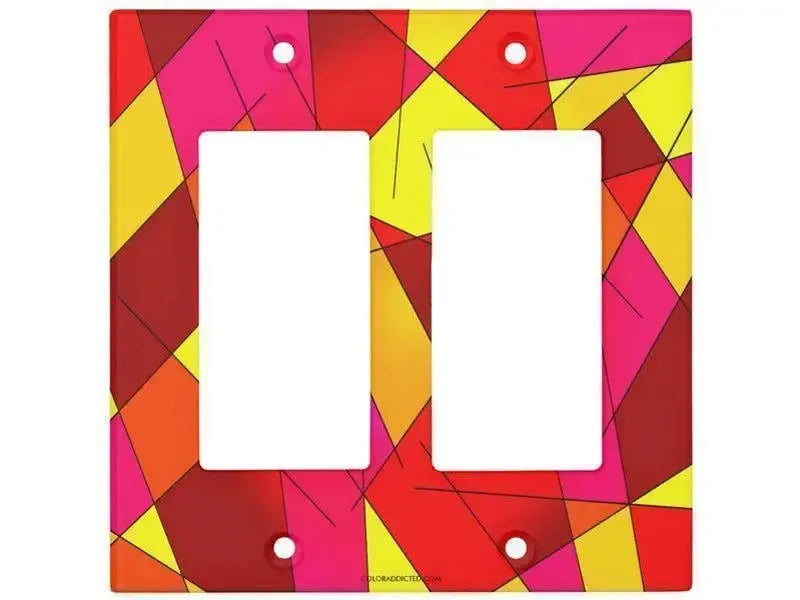 Rocker Light Switch Covers-ABSTRACT LINES #1 Single, Double & Triple-Rocker Light Switch Covers-Reds & Oranges & Yellows & Fuchsias-from COLORADDICTED.COM-