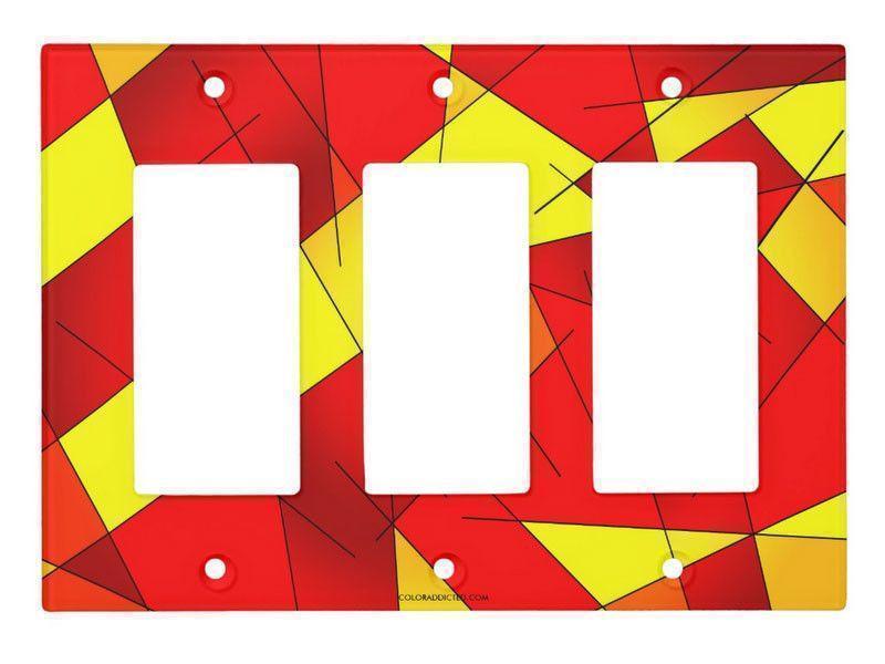 Light Switch Covers-ABSTRACT LINES #1 Single, Double &amp; Triple-Rocker Light Switch Covers-Reds &amp; Oranges &amp; Yellows-from COLORADDICTED.COM-