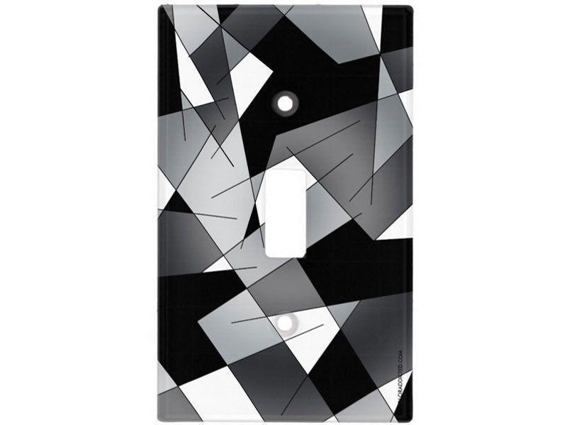 Light Switch Covers-ABSTRACT LINES #1 Single, Double &amp; Triple-Toggle Light Switch Covers-Black &amp; Grays &amp; White-from COLORADDICTED.COM-