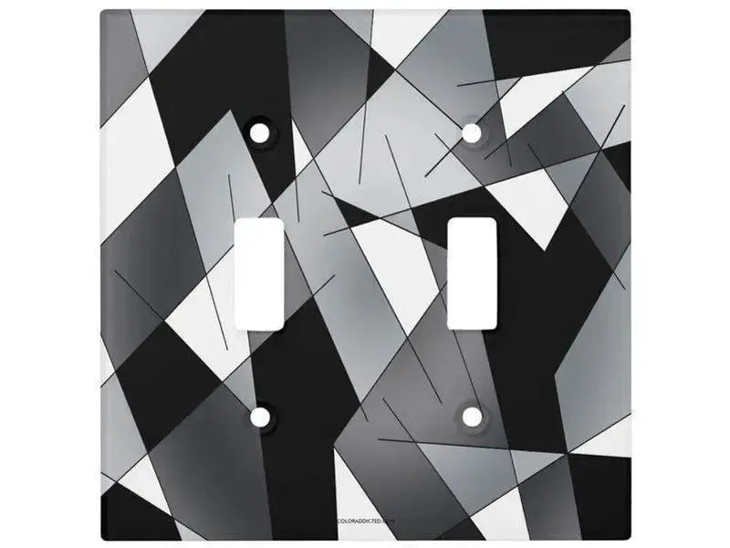 Toggle Light Switch Covers-ABSTRACT LINES #1 Single, Double & Triple-Toggle Light Switch Covers-Black & Grays & White-from COLORADDICTED.COM-