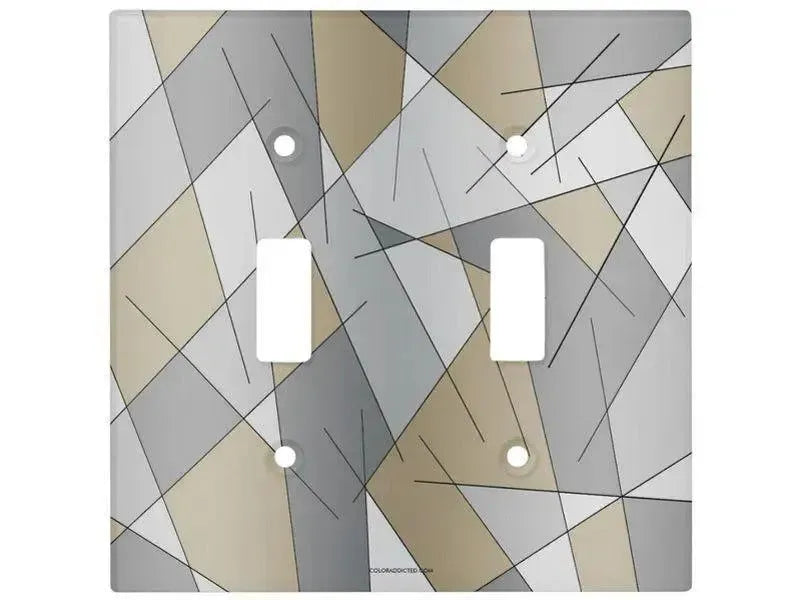Toggle Light Switch Covers-ABSTRACT LINES #1 Single, Double & Triple-Toggle Light Switch Covers-Grays & Beiges-from COLORADDICTED.COM-