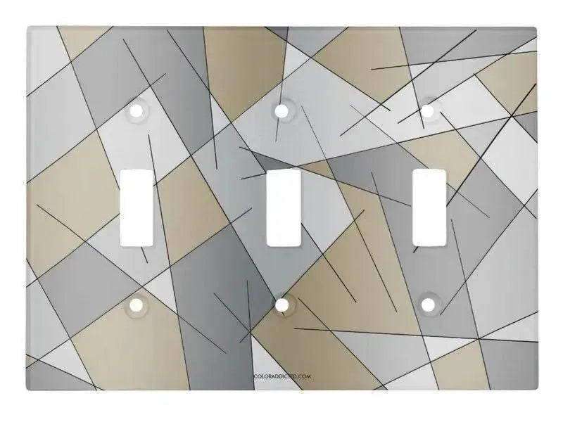 Toggle Light Switch Covers-ABSTRACT LINES #1 Single, Double & Triple-Toggle Light Switch Covers-Grays & Beiges-from COLORADDICTED.COM-
