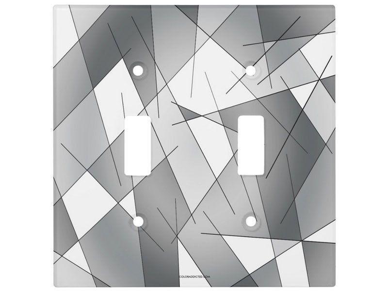Light Switch Covers-ABSTRACT LINES #1 Single, Double &amp; Triple-Toggle Light Switch Covers-Grays &amp; White-from COLORADDICTED.COM-