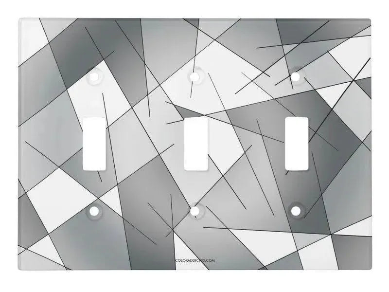 Toggle Light Switch Covers-ABSTRACT LINES #1 Single, Double & Triple-Toggle Light Switch Covers-Grays & White-from COLORADDICTED.COM-