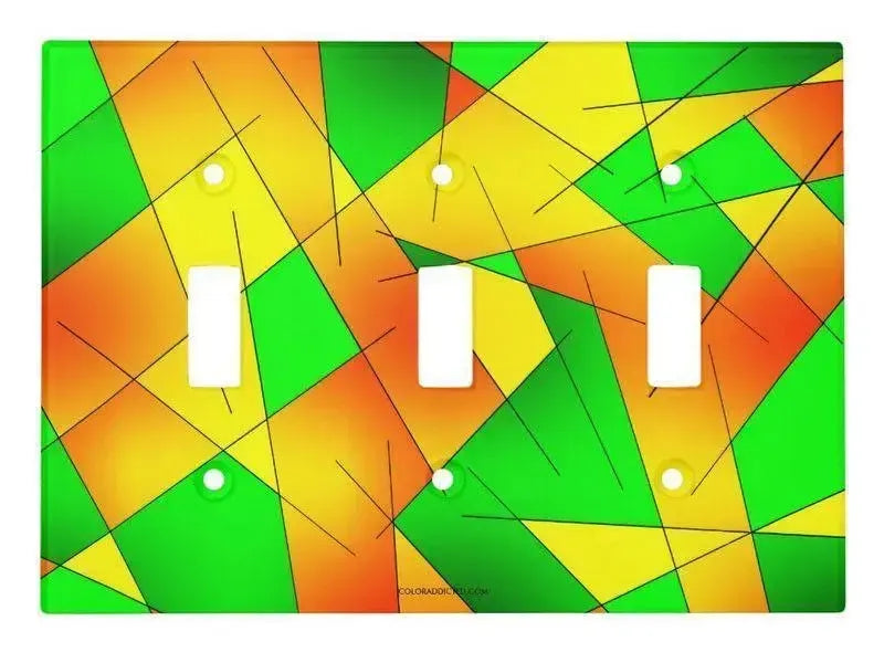 Toggle Light Switch Covers-ABSTRACT LINES #1 Single, Double & Triple-Toggle Light Switch Covers-Greens & Oranges & Yellows-from COLORADDICTED.COM-