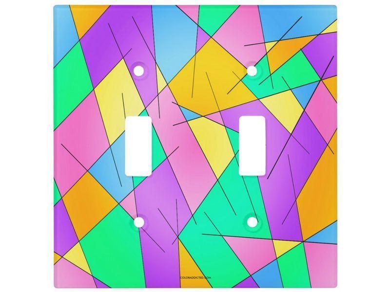 Light Switch Covers-ABSTRACT LINES #1 Single, Double &amp; Triple-Toggle Light Switch Covers-Multicolor Light-from COLORADDICTED.COM-