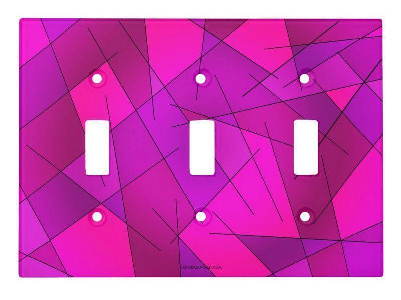 Light Switch Covers-ABSTRACT LINES #1 Single, Double &amp; Triple-Toggle Light Switch Covers-Purples &amp; Violets &amp; Fuchsias &amp; Magentas-from COLORADDICTED.COM-