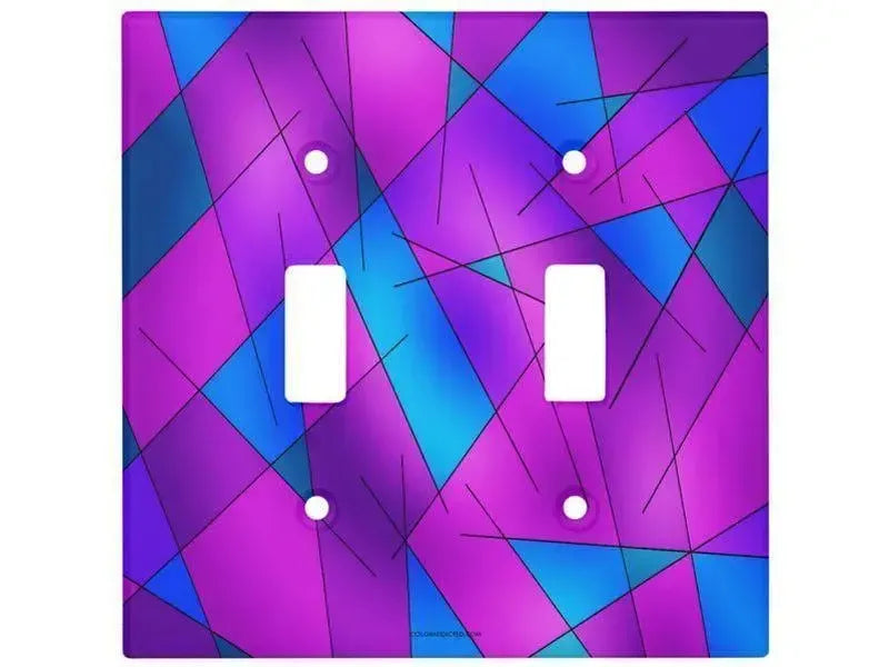 Toggle Light Switch Covers-ABSTRACT LINES #1 Single, Double & Triple-Toggle Light Switch Covers-Purples & Violets & Fuchsias & Turquoises-from COLORADDICTED.COM-