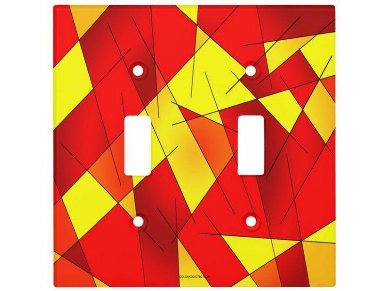 Light Switch Covers-ABSTRACT LINES #1 Single, Double &amp; Triple-Toggle Light Switch Covers-Reds &amp; Oranges &amp; Yellows-from COLORADDICTED.COM-