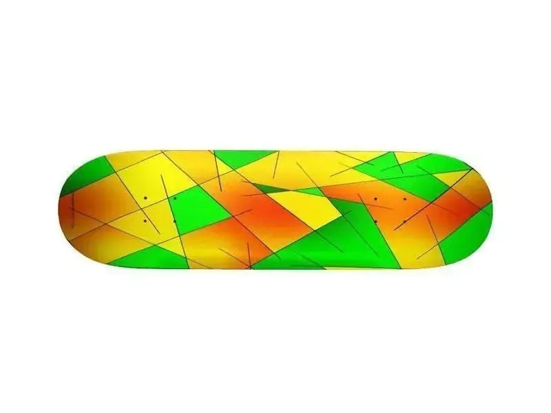 Skateboard Decks-ABSTRACT LINES #1 Skateboard Decks-Greens & Oranges & Yellows-from COLORADDICTED.COM-