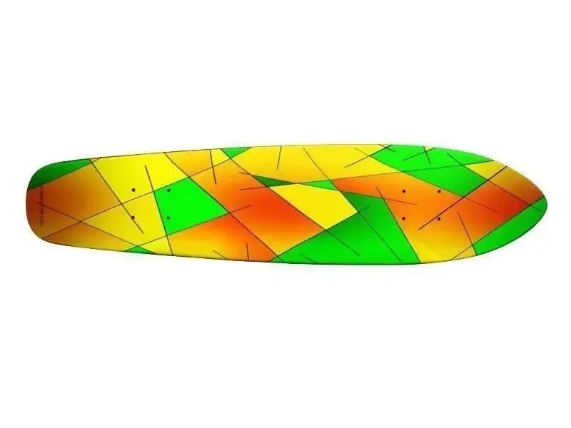 Skateboard Decks-ABSTRACT LINES #1 Skateboard Decks-Greens & Oranges & Yellows-from COLORADDICTED.COM-
