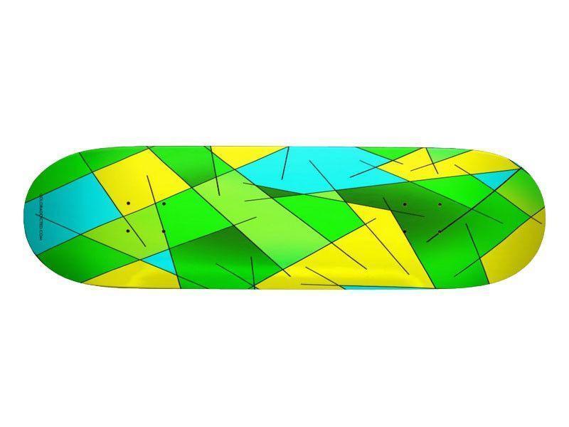Skateboard Decks-ABSTRACT LINES #1 Skateboard Decks-Greens &amp; Yellows &amp; Light Blues-from COLORADDICTED.COM-