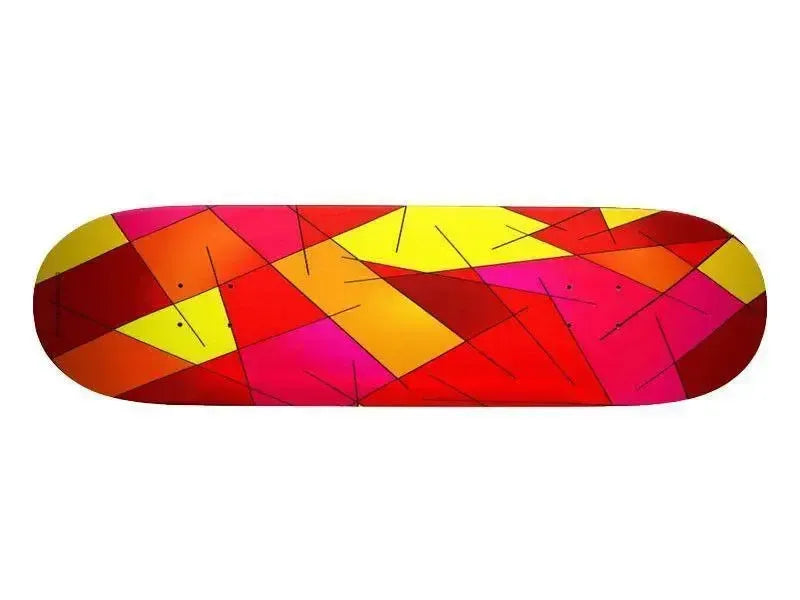 Skateboard Decks-ABSTRACT LINES #1 Skateboard Decks-Reds & Oranges & Yellows & Fuchsias-from COLORADDICTED.COM-
