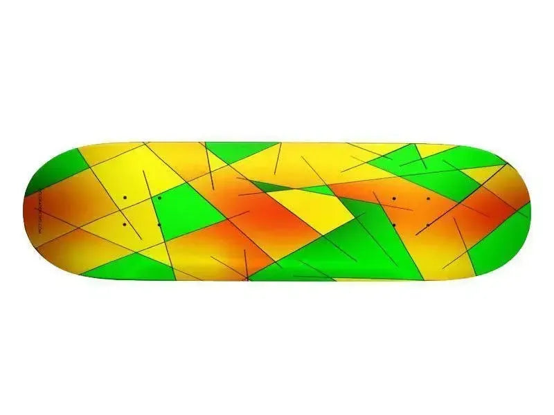 Skateboards-ABSTRACT LINES #1 Skateboards-Greens & Oranges & Yellows-from COLORADDICTED.COM-