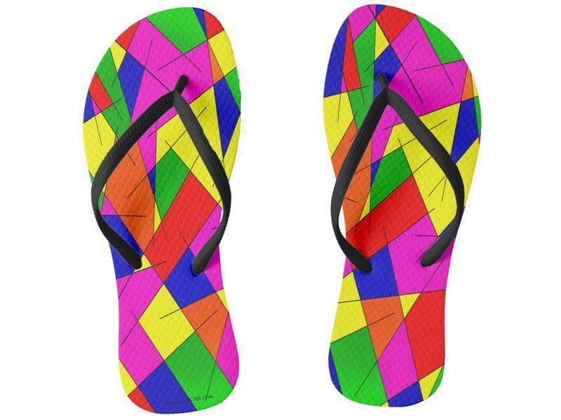 Flip Flops-ABSTRACT LINES #1 Slim-Strap Flip Flops-Multicolor Bright-from COLORADDICTED.COM-