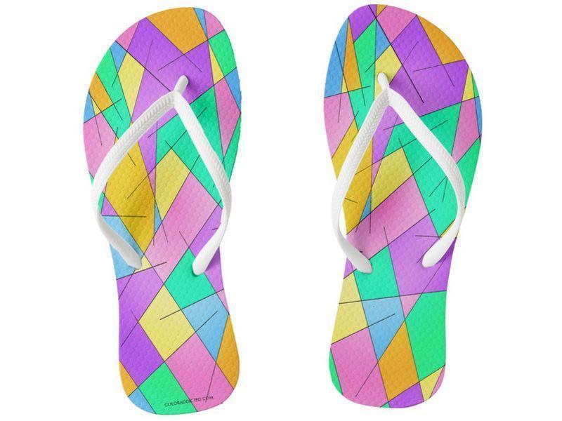 Flip Flops-ABSTRACT LINES #1 Slim-Strap Flip Flops-Multicolor Light-from COLORADDICTED.COM-