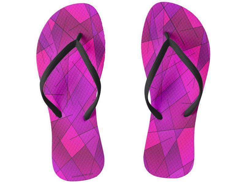 Flip Flops-ABSTRACT LINES #1 Slim-Strap Flip Flops-Purples &amp; Violets &amp; Fuchsias &amp; Magentas-from COLORADDICTED.COM-