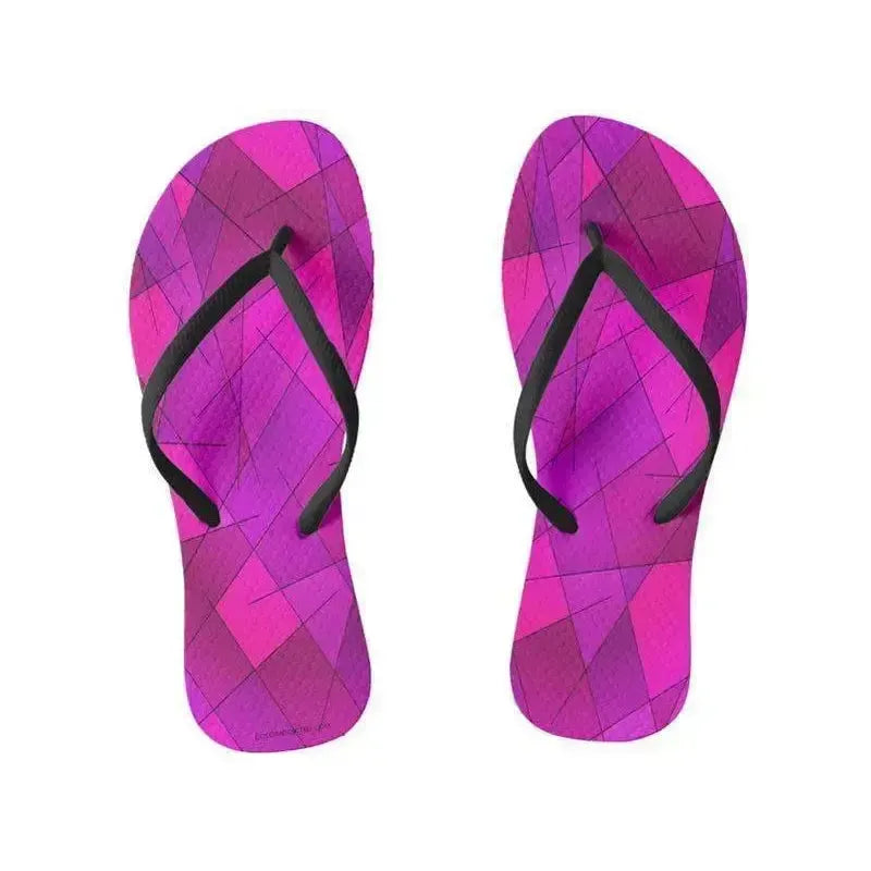 Flip Flops-ABSTRACT LINES #1 Slim-Strap Flip Flops-Purples & Violets & Fuchsias & Magentas-from COLORADDICTED.COM-