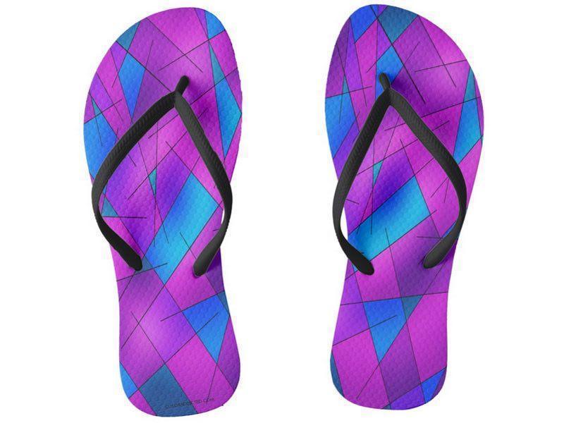Flip Flops-ABSTRACT LINES #1 Slim-Strap Flip Flops-Purples &amp; Violets &amp; Fuchsias &amp; Turquoises-from COLORADDICTED.COM-