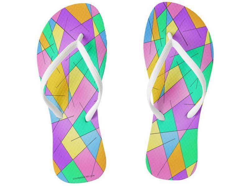 Flip Flops-ABSTRACT LINES #1 Slim-Strap Flip Flops-from COLORADDICTED.COM-