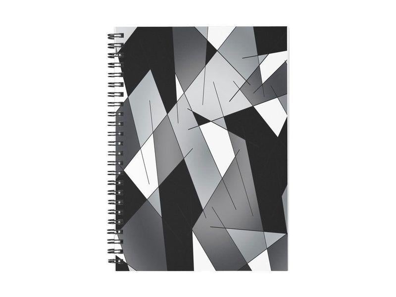 Spiral Notebooks-ABSTRACT LINES #1 Spiral Notebooks-Black &amp; Grays &amp; White-from COLORADDICTED.COM-